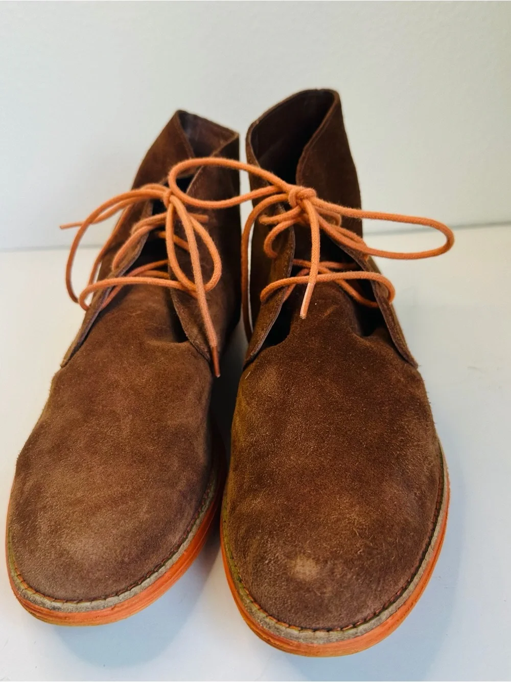 Cole Haan Boots Mens Size 10.5 Brown Suede Lunargrand Chukka Orange Sole Casual